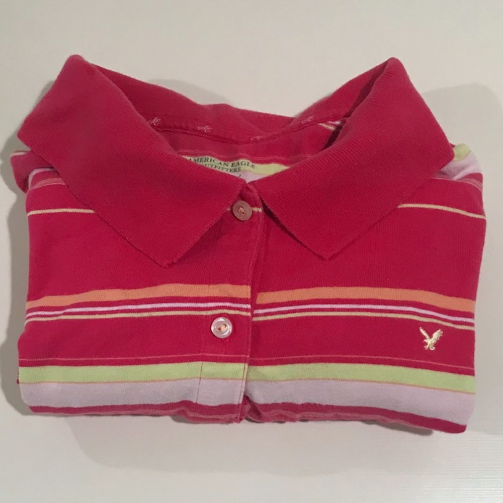 Vintage AEO Multi-Striped Short Sleeve Polo Tee